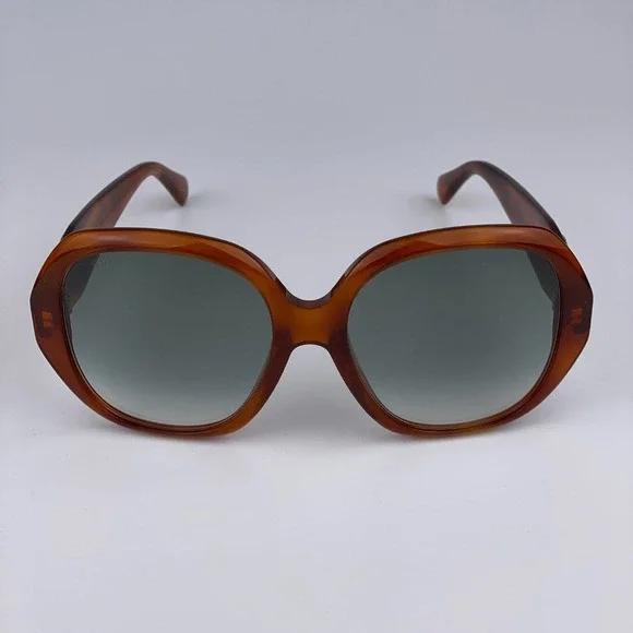 🔥 GUCCI LOGO GG0796S 003 Sunglasses Havana Gray Gradient Geometric Women